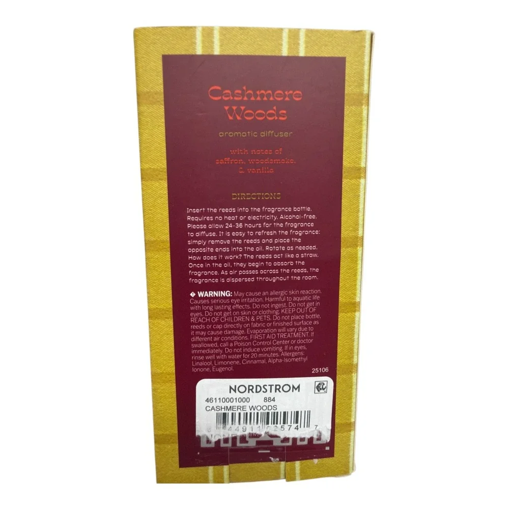 Norstrom Woody Cashmere Woods Luxe Reed Diffuser New In Box Sealed